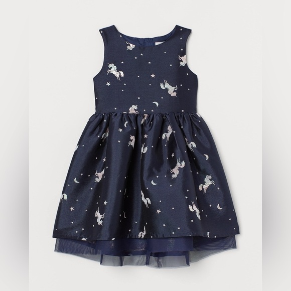 H&M Tulle Iridescent Navy Blue Dress | Size 4-5 - Picture 1 of 9